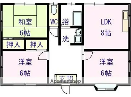 和歌山線 大谷駅(和歌山) 徒歩10分 2階建 築34年(3LDK/1階)の間取り写真