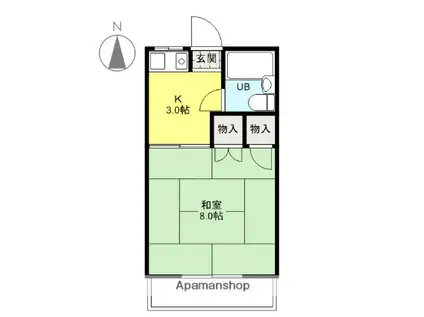 サンライズ橋本(1K/2階)の間取り写真