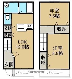 シャトーあすか(2LDK/2階)の間取り写真