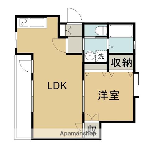 山陰本線 鳥取駅 徒歩38分 3階建 築53年(1LDK/1階)の間取り写真