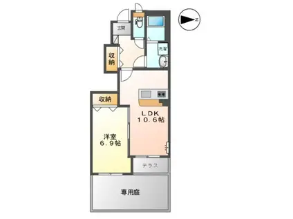 テリーヒルズ(1LDK/1階)の間取り写真