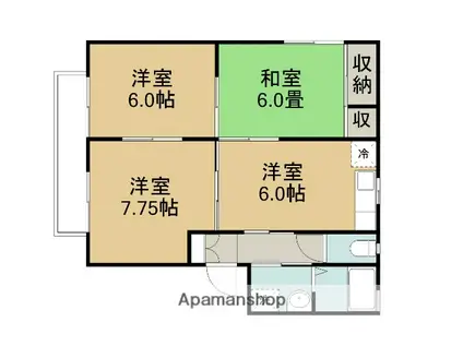 シーブリームB(3DK/1階)の間取り写真