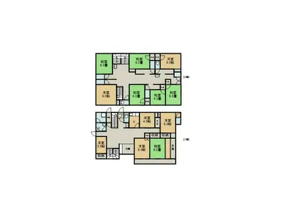 山陰本線 鳥取駅 徒歩13分 2階建 築59年(7SLDK)の間取り写真