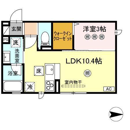 ボナ ベレッザ(1LDK/1階)の間取り写真