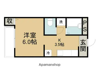 コーポフレンドリーⅠ(ワンルーム/1階)の間取り写真