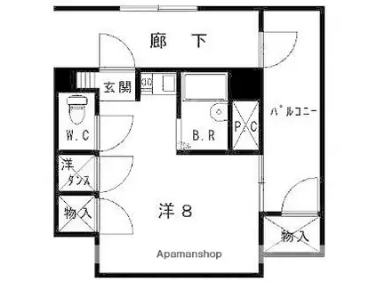 第6ガーデンハイツ(ワンルーム/5階)の間取り写真