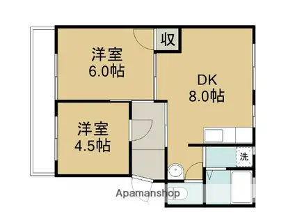 前川マンション(2DK/3階)の間取り写真