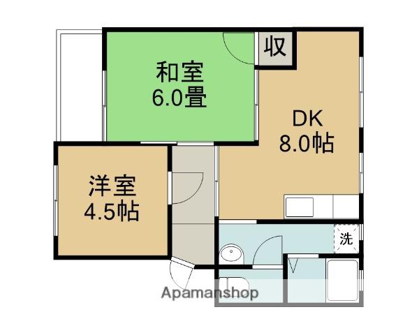 前川マンション(2DK/1階)の間取り写真