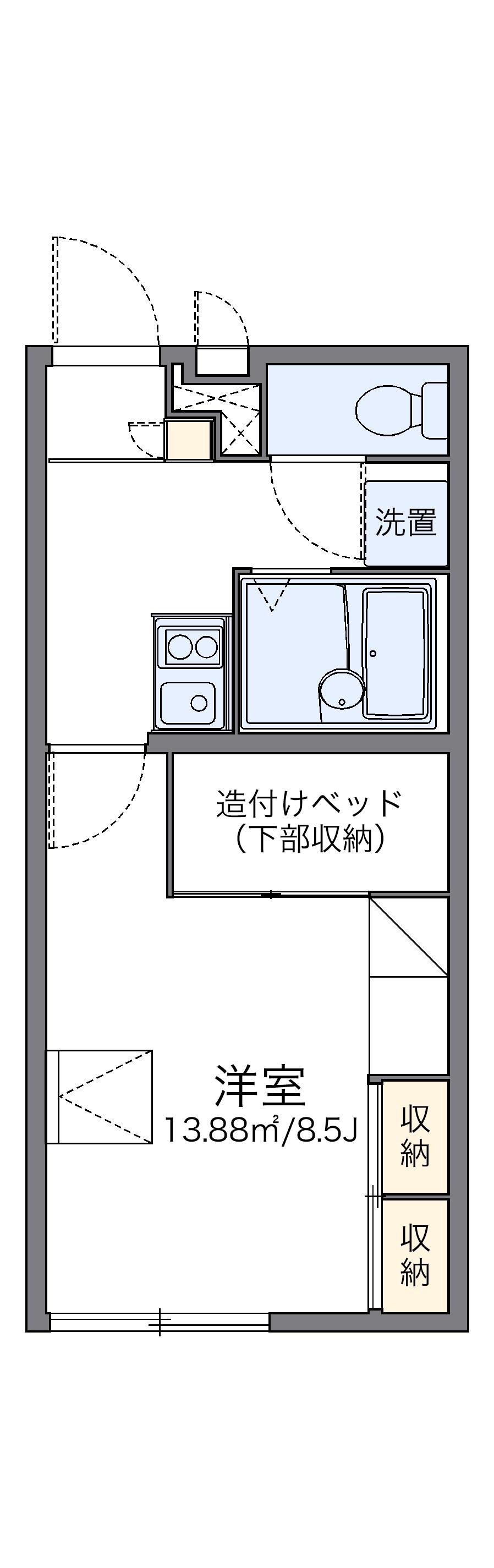 レオパレス美保(1K/1階)の間取り写真