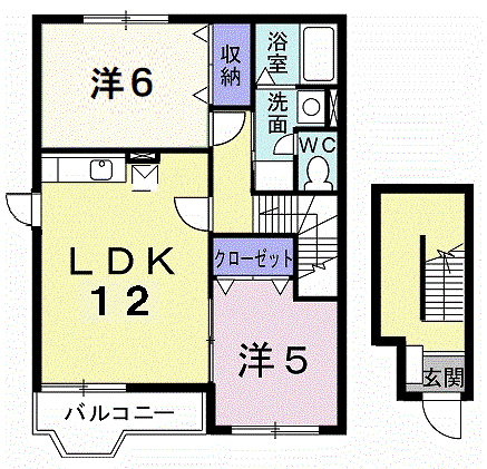 シュクセ・ベージョⅡ(2LDK/2階)の間取り写真