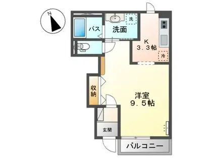 ビューティフルワン松下(1K/1階)の間取り写真