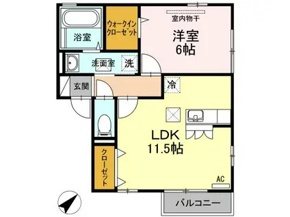 セジュールアルファA(1LDK/1階)の間取り写真