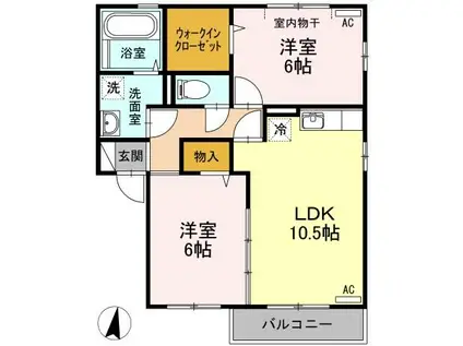 リビングタウン宮ノ下 A棟(2LDK/2階)の間取り写真