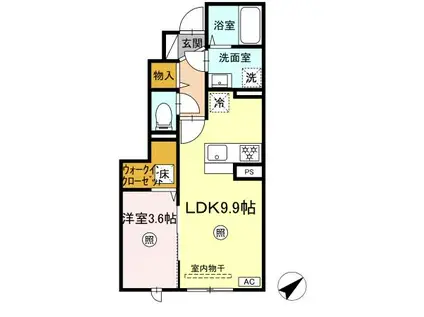 セレーネ寺町(1LDK/1階)の間取り写真