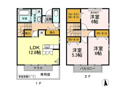 グランフォート B棟(3LDK)の間取り写真