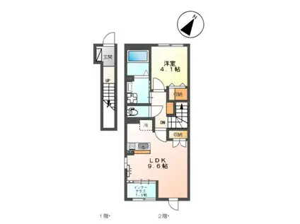 グランデ ルーチェ(1LDK/2階)の間取り写真