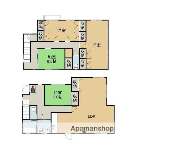山陰本線 鳥取駅 徒歩27分 2階建 築34年(4LDK)の間取り写真