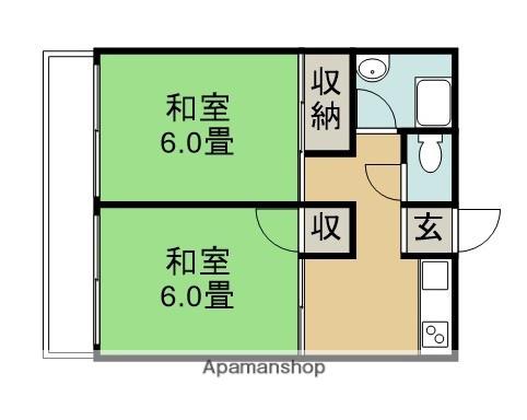 章マンション(2K/3階)の間取り写真