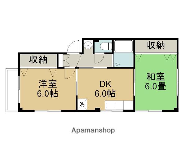 ヤマモトハイツ(2DK/2階)の間取り写真