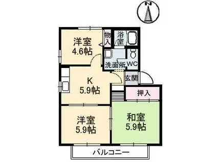 ベルエアE棟(3K/2階)の間取り写真