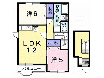 シュクセ・ベージョⅡ(2LDK/2階)の間取り写真