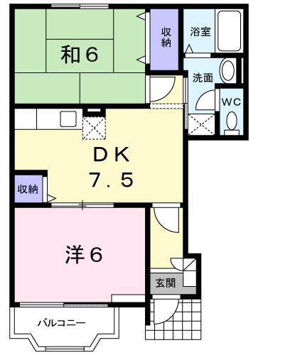 シュクセ・ベージョⅡ(2DK/1階)の間取り写真