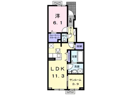 ROSECOLORB(1LDK/1階)の間取り写真