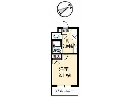 オータムヴィレッジ(1K/1階)の間取り写真
