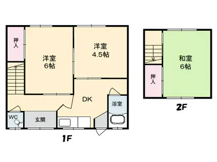 山陰本線 湖山駅 徒歩13分 2階建 築53年(3K)の間取り写真