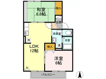 リヴェール21(2LDK/1階)の間取り写真