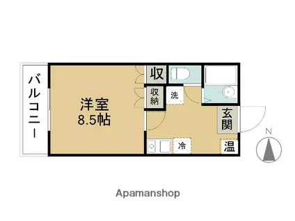 ウィステリア(1K/1階)の間取り写真