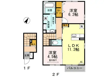 コマース グローリーII(2LDK/2階)の間取り写真
