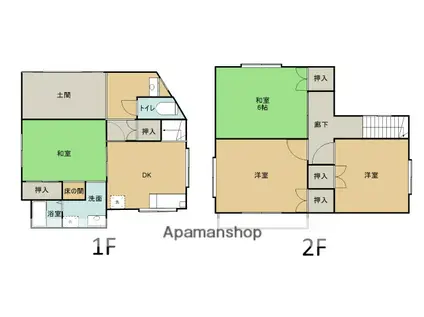 鳥取県鳥取市 2階建 築45年(4DK)の間取り写真