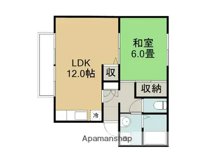 ファミール吉成B(1LDK/2階)の間取り写真