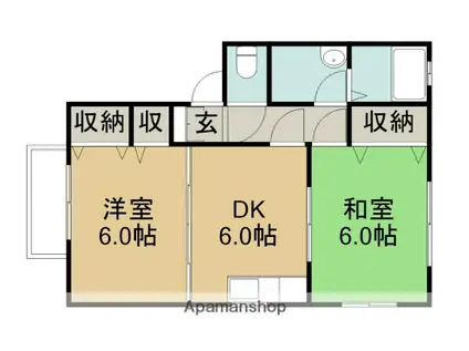 十六本松館(2DK/2階)の間取り写真