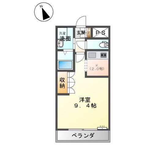 グレースワン松下(1K/2階)の間取り写真