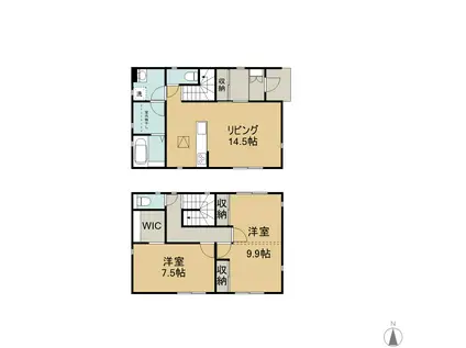山陰本線 湖山駅 徒歩45分 2階建 築4年(2LDK)の間取り写真