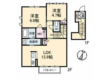 グリナージュ(2LDK/2階)の間取り写真