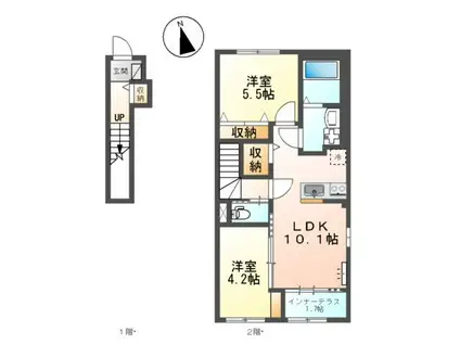 スターテラス岩倉(2LDK/2階)の間取り写真
