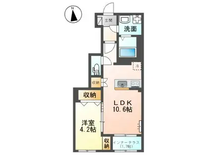 スターテラス岩倉(1LDK/1階)の間取り写真