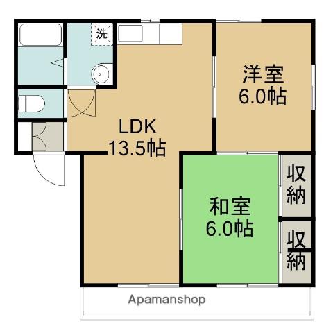 オリーブハウス C(2LDK/2階)の間取り写真