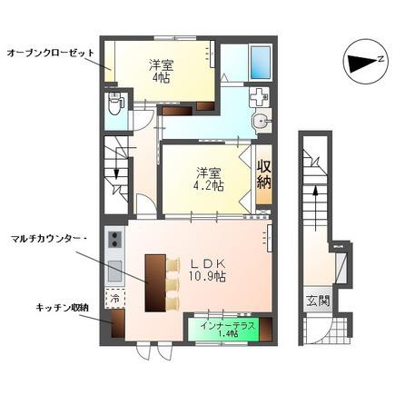 スイートモダン相生町(2LDK/2階)の間取り写真