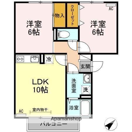 エスポワール松本B(2LDK/2階)の間取り写真