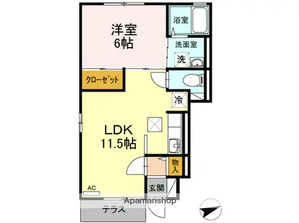 ピュアメゾン(1LDK/1階)の間取り写真