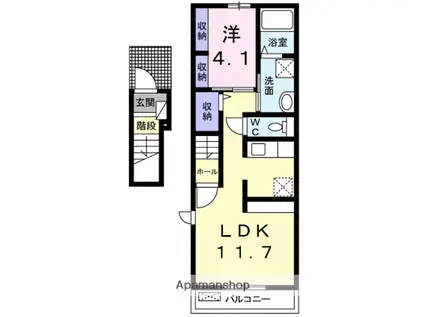 アムール・クロワール A(1LDK/2階)の間取り写真