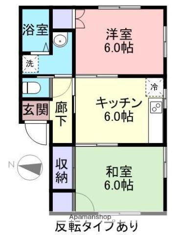 プレシャスB棟(2DK/2階)の間取り写真