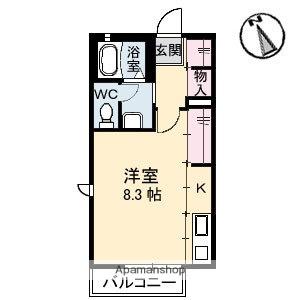 ハッピーチャイム(ワンルーム/2階)の間取り写真