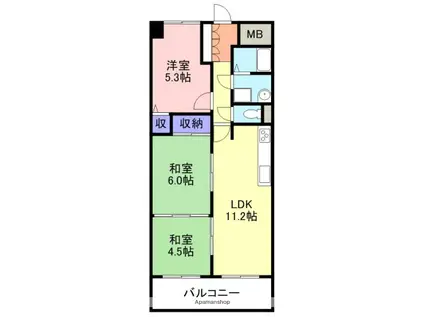 エクセレント米子(3LDK/4階)の間取り写真