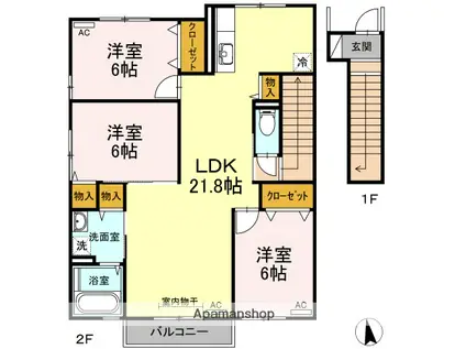 プロムナード07B(3LDK/2階)の間取り写真