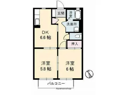 フォレストハイツ(2DK/1階)の間取り写真